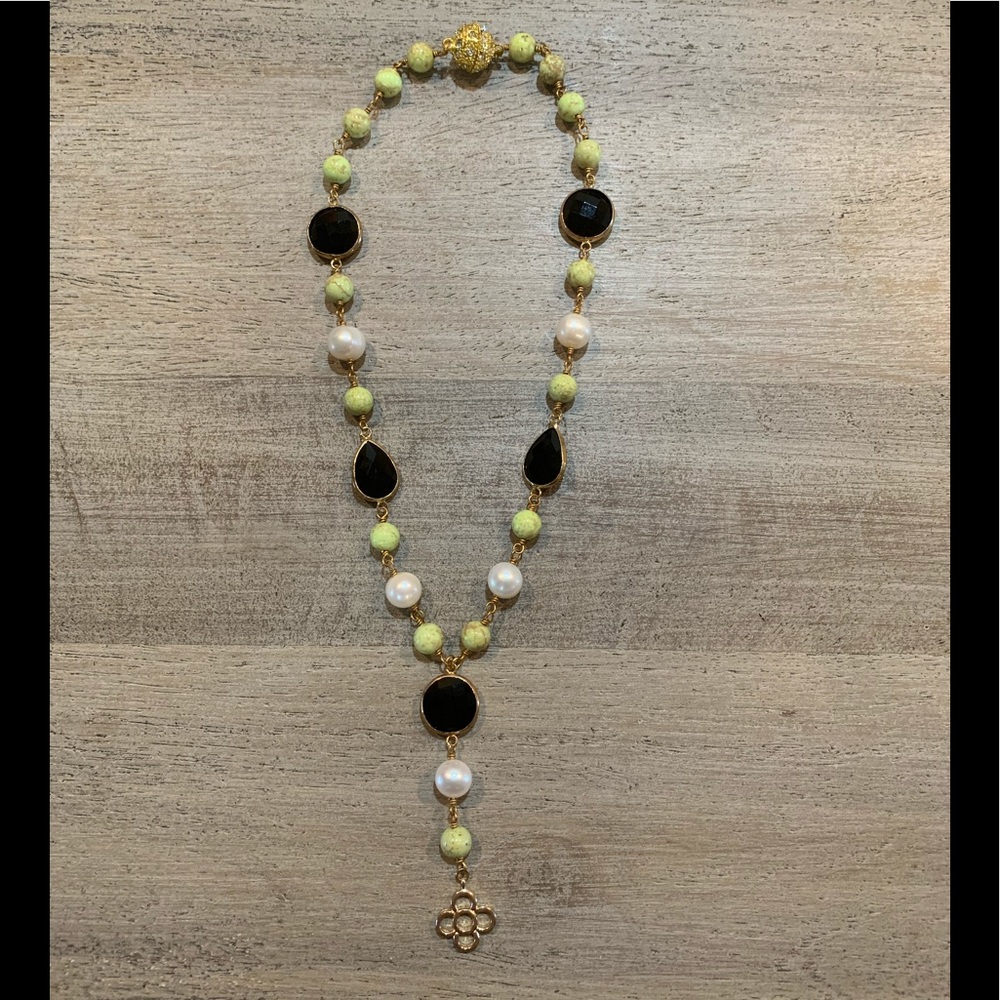 Wire wrapped lime green necklace